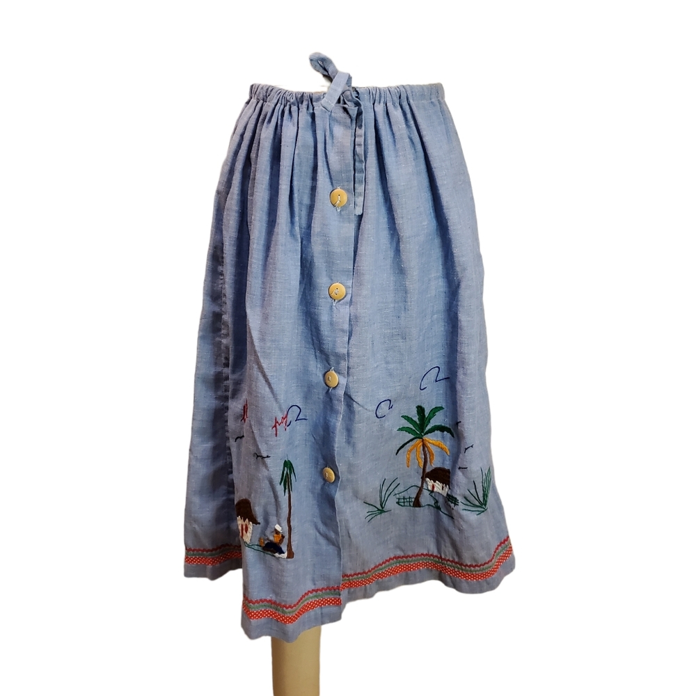 Boho Handmade Embroidered Peasant Island Theme Skirt‎ Size S/M